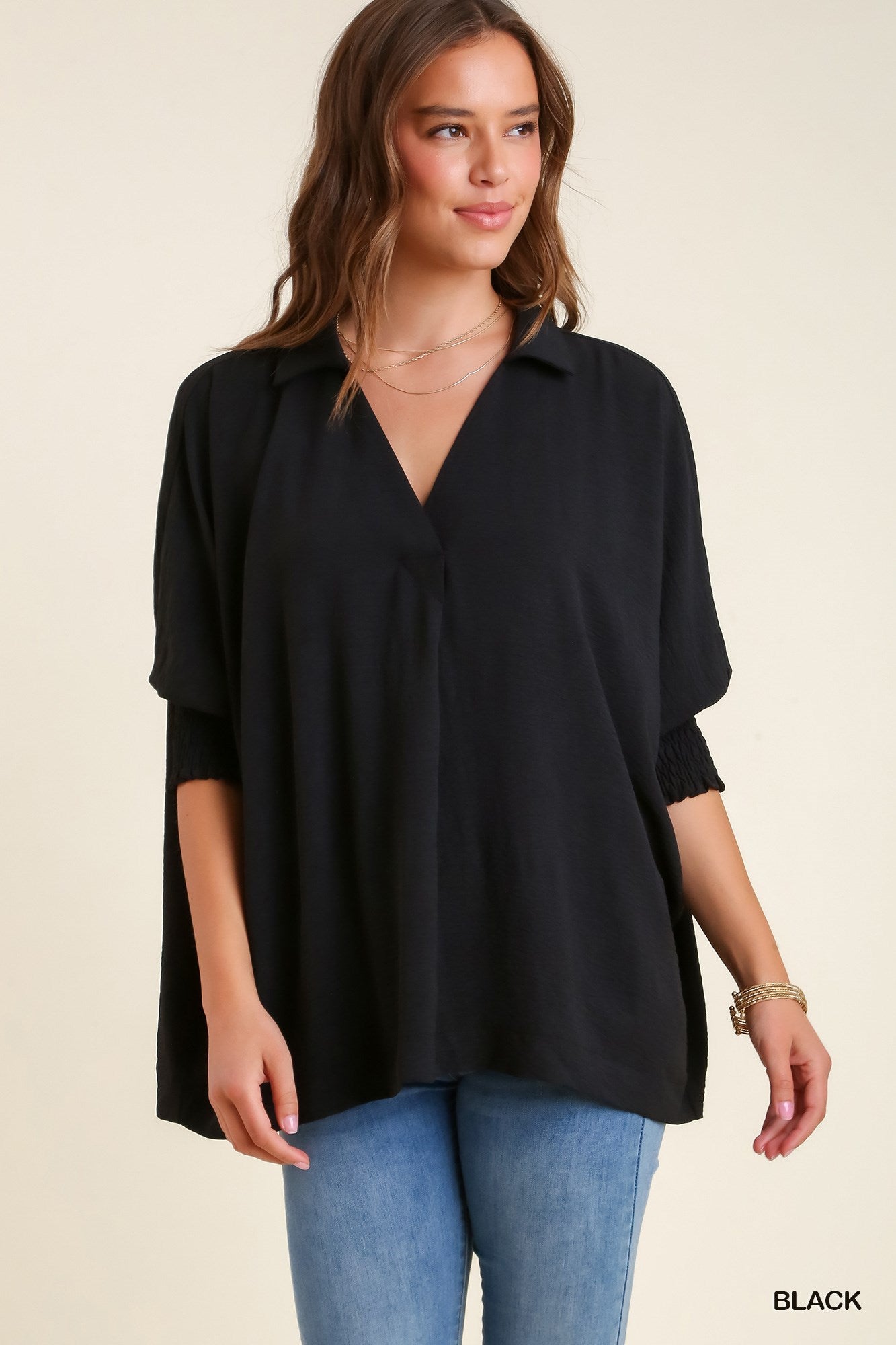 Black Boxy Cut Blouse