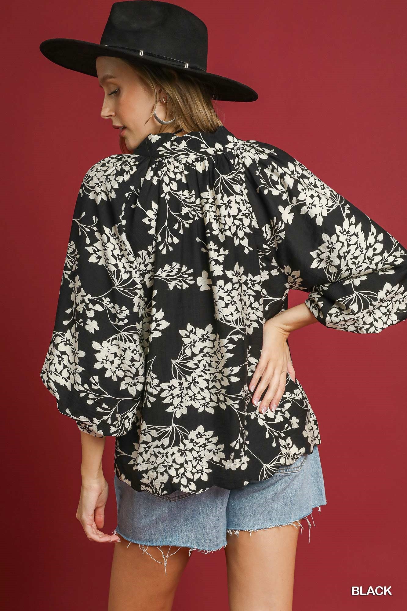 Cherry Blossom Balck Blouse