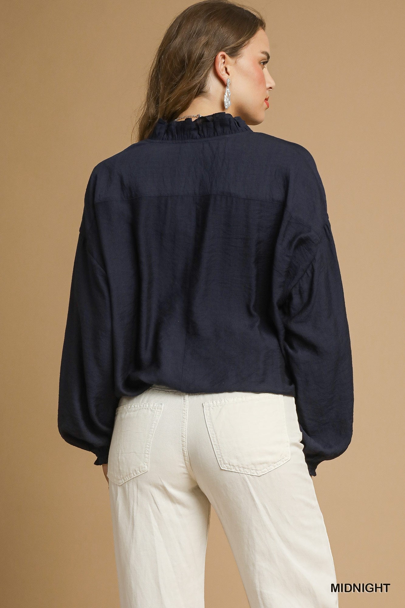 Midnight Blue V-neck Blouse