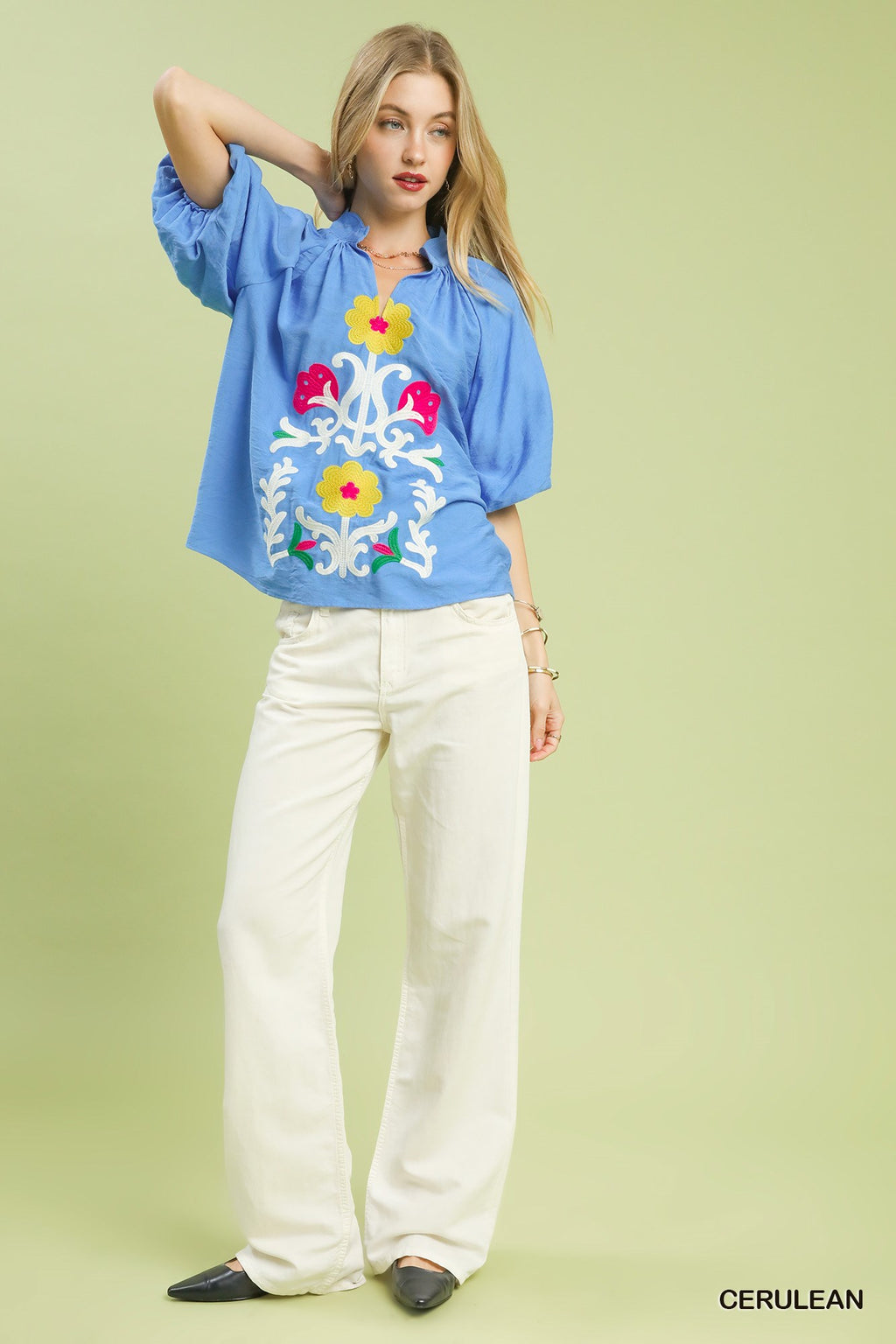 Blue Floral Blouse