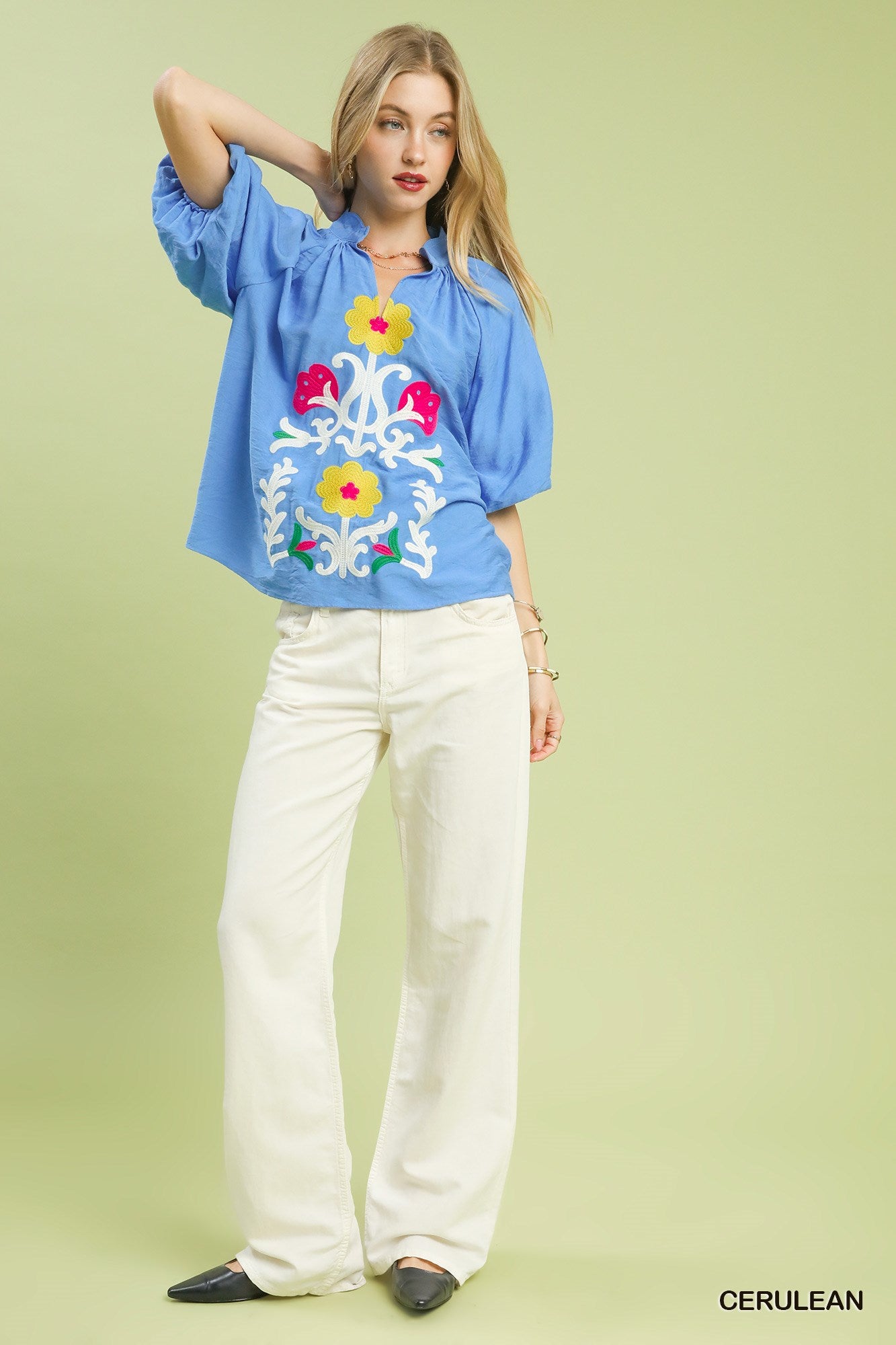 Blue Floral Blouse