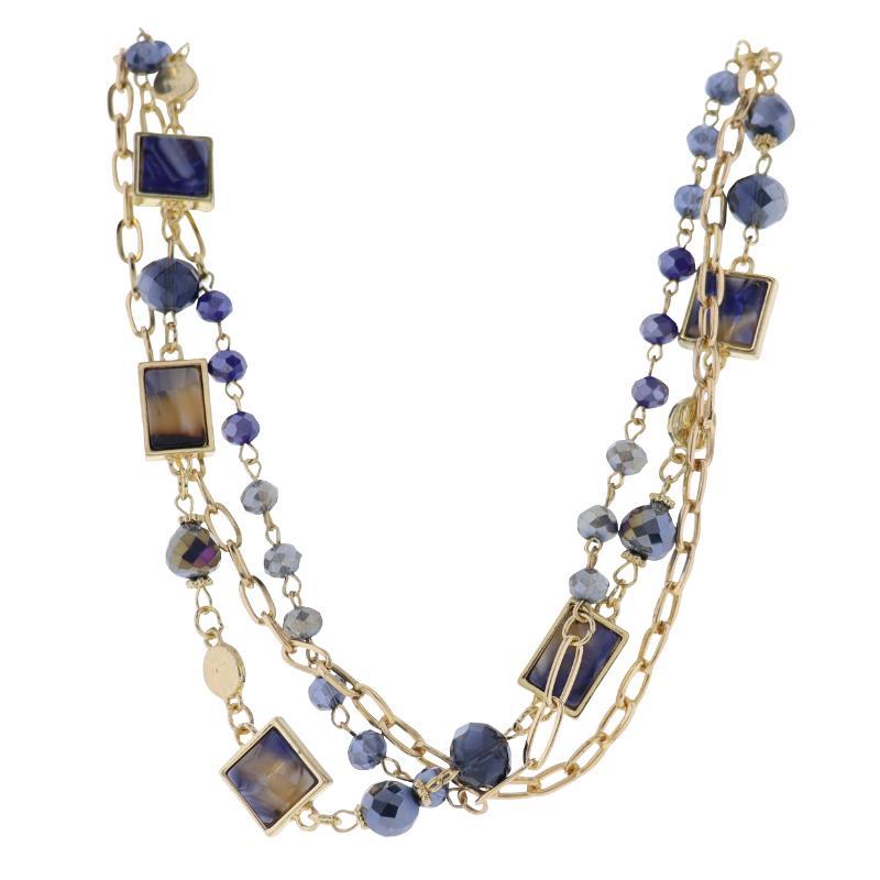 Gold, navy link necklace