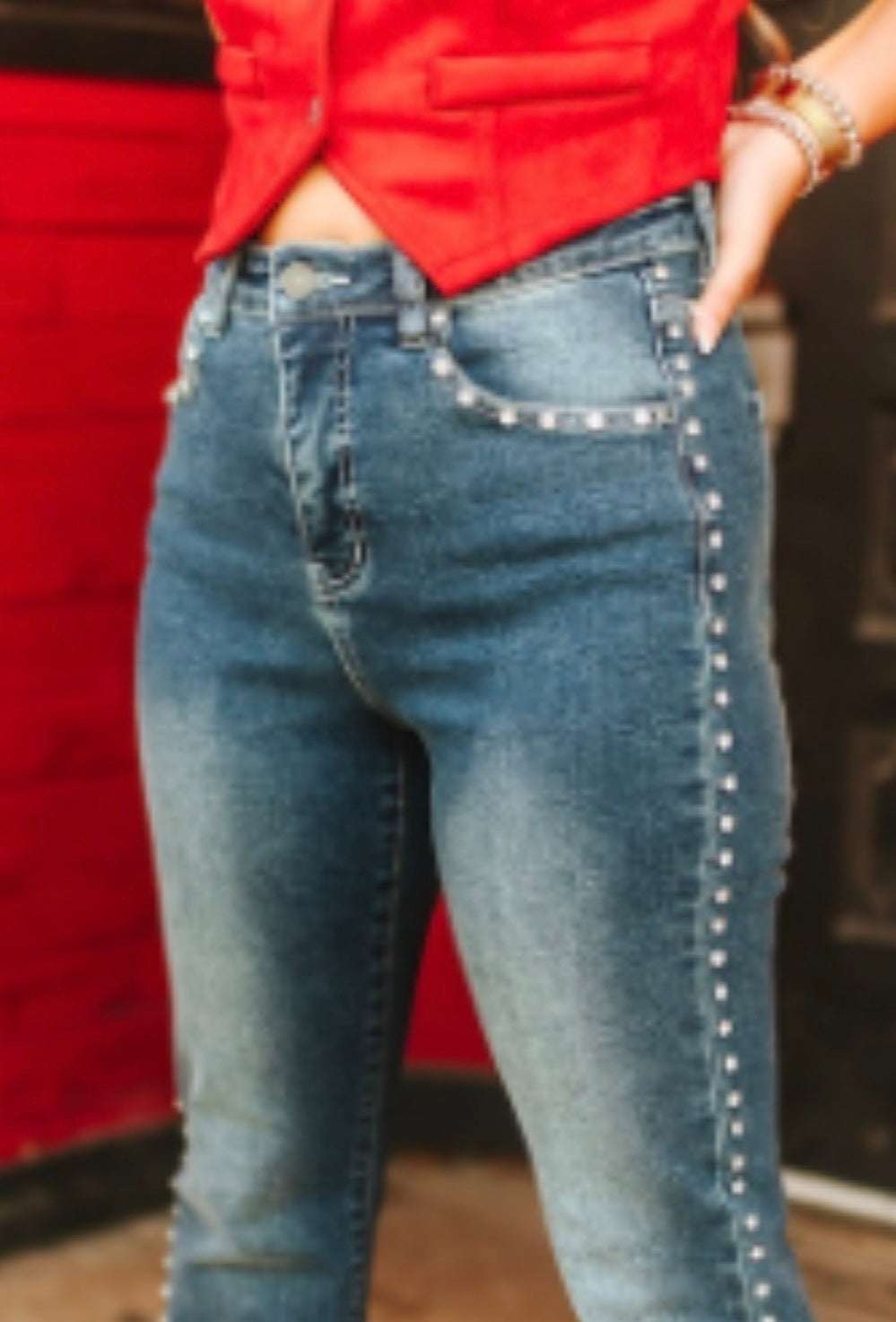 Rhinestone Studded Jeans