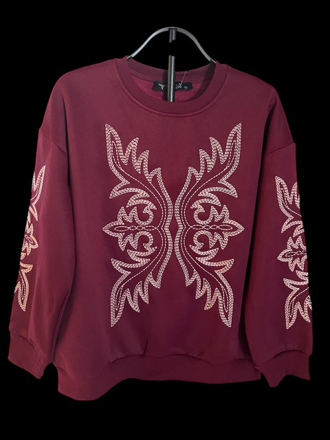 Burgundy Sweatshirt Embroidered