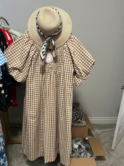 Brown checkered Dress