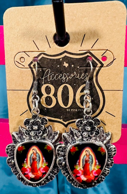 Corazon shaped Mother Mary Earrings