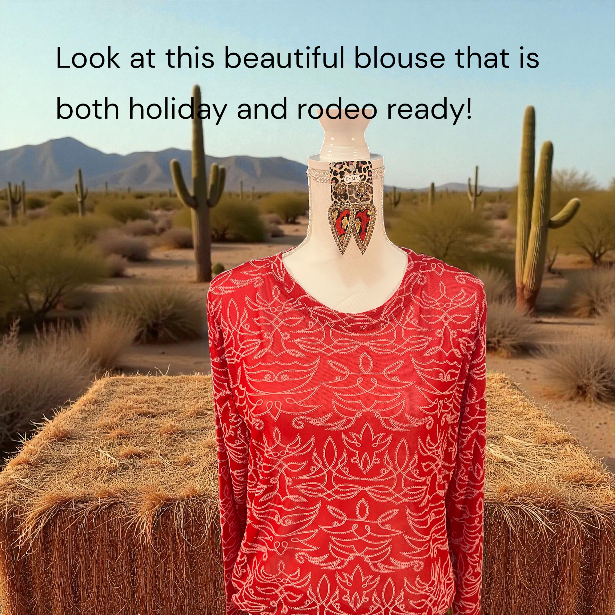 Red-Ivory Blouse