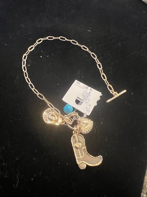 Gold 3-charm bracelet