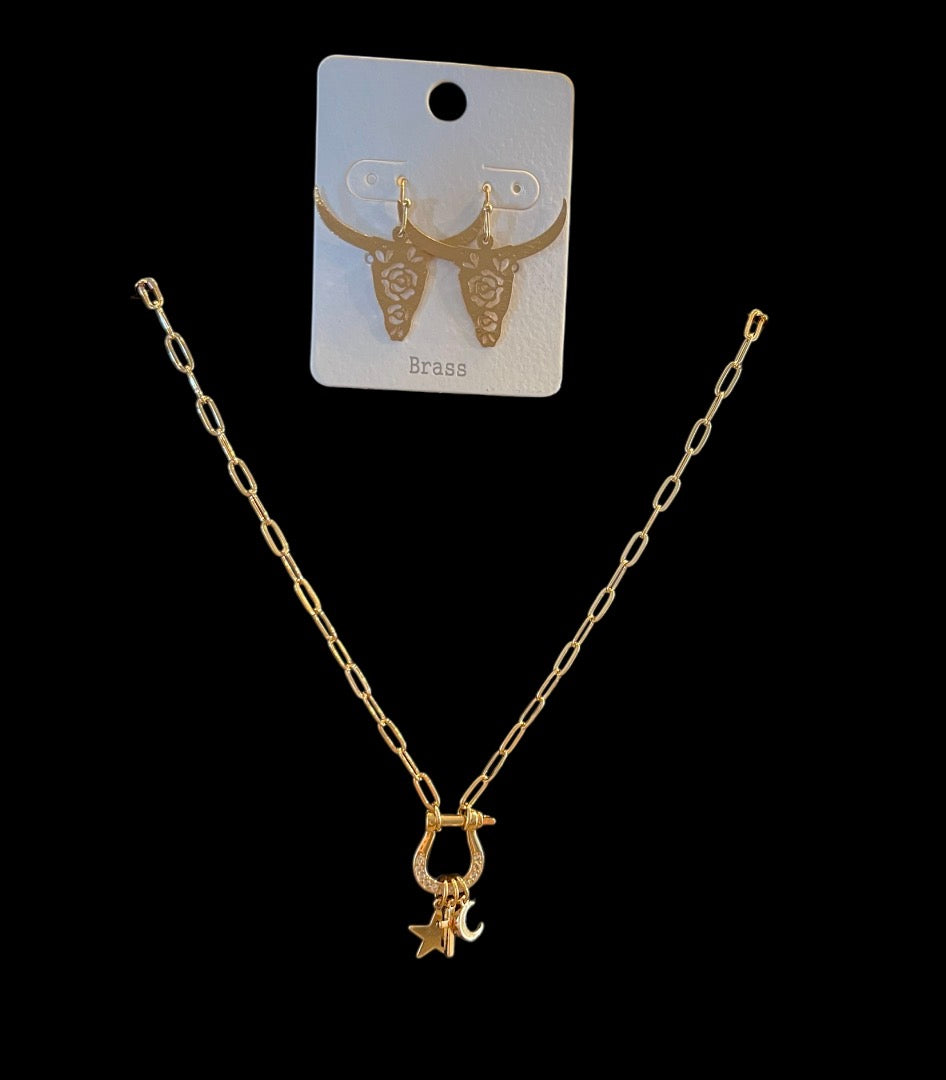 Gold Necklace with western charms