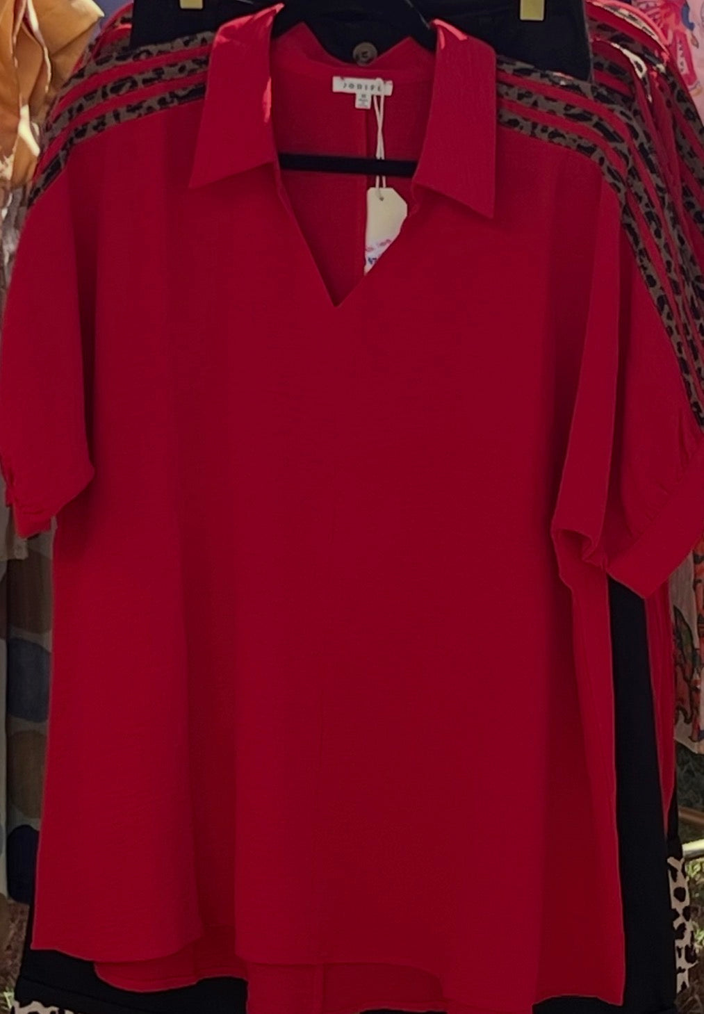Red Leopard Top