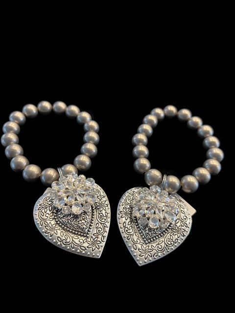 Love/Heart charm bracelet; navaho beads