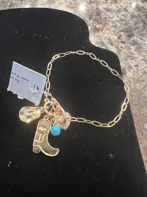 Gold 3-charm bracelet