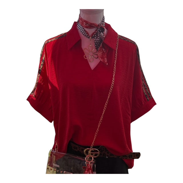 Red Leopard Top