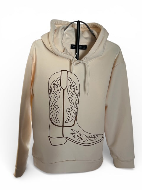 Cream Hoodie with Boot